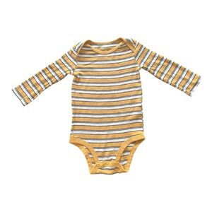 Carters Just One You Baby Mustard Yellow Striped Long Sleeve Bodysuit 12M (0953)